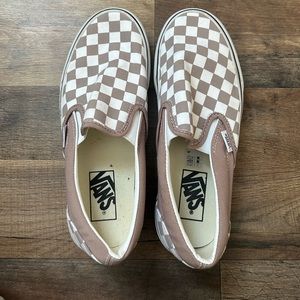 Neutral color checkered vans